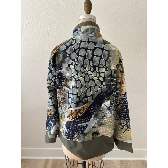 DOLCEZZA | Womens Zip Jacket Postal 72639 Size L Artsy Art to Wear Abstract Boho - Picture 11 of 11